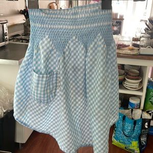 Vintage apron, blue-checked, handmade